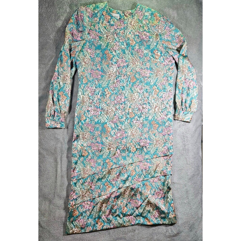 Vintage Schrader Womens Floral Full Length Sleeve Sz 12